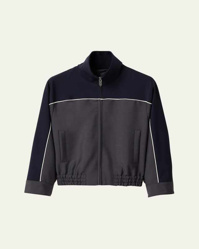 3/4-Sleeve Cropped Track Jacket